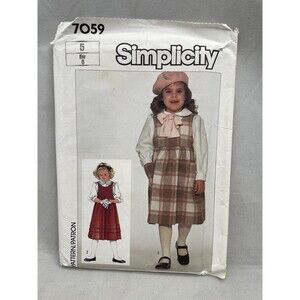 Simplicity 7059 Sewing Pattern Crafts Size 5 Blouse Jumper Dress 1985